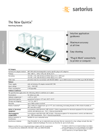Thumbnail of document Data Sheet - Practum/Quintix/Secura Series, Sartorius Toploader Balance